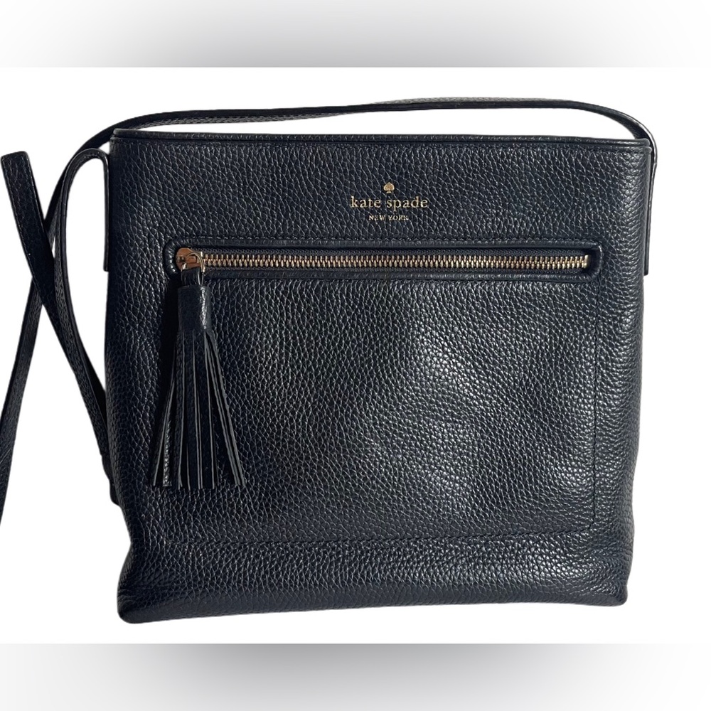 Kate Spade Black Pebbled Messenger Leather Crossbody Bag